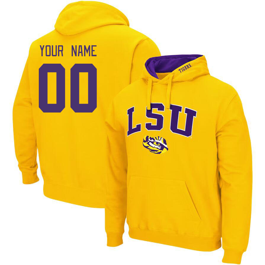 Custom LSU Tigers Name And Number College Hoodie-Gold - Click Image to Close